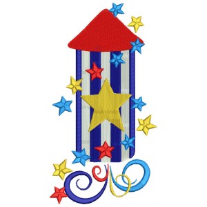 4th of July Independence Day American Flag Celebration Rocket Filled Machine Embroidery Digitized Design Pattern